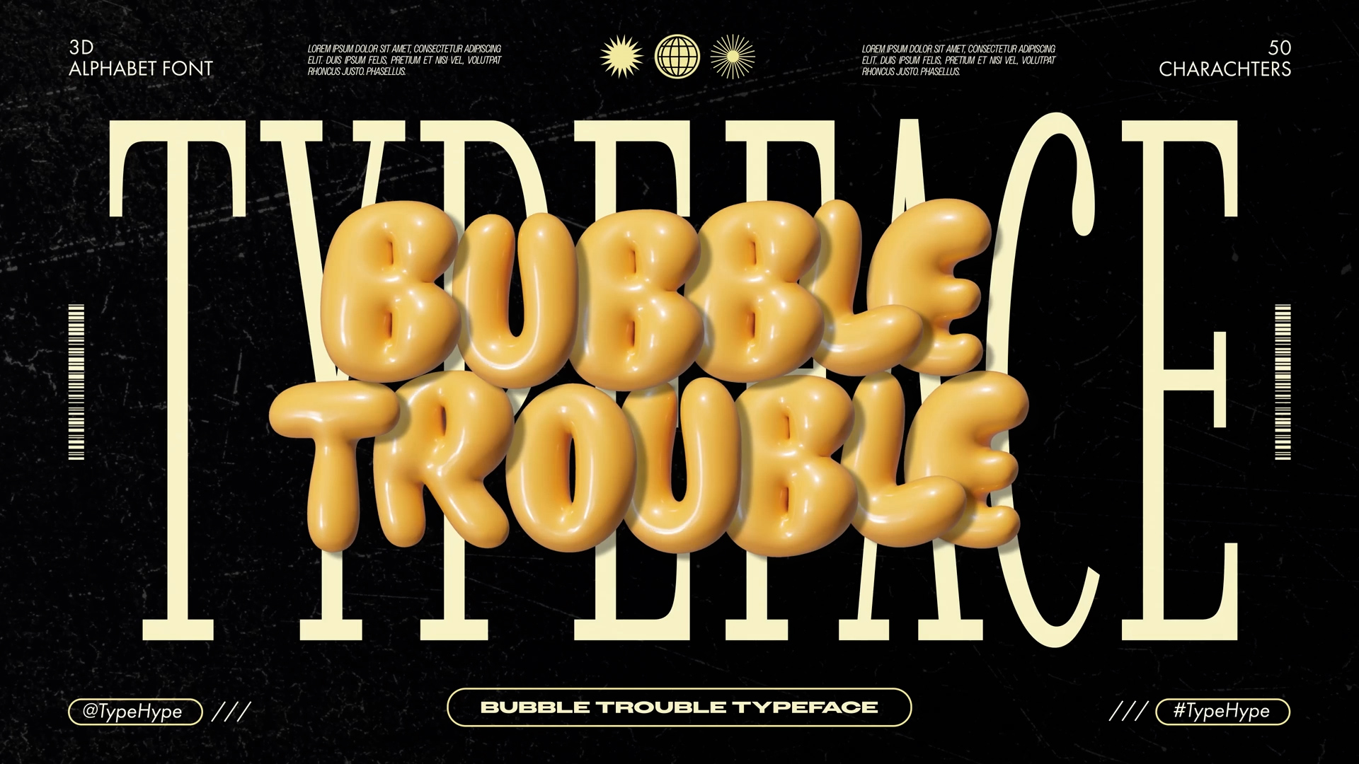 AE模板：4K时尚3D膨胀泡泡50个字母动画流行MV音乐片头AE模板 Bubble Trouble